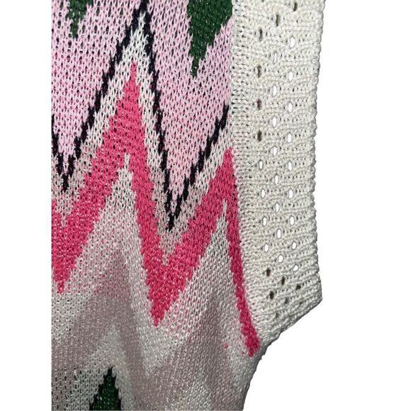 Vintage Mod Chevron Zig Zag Knit Sheath Mini Dress - Picture 7 of 13